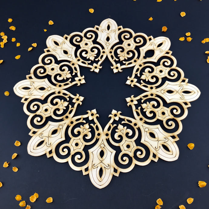 Decorative Laser Cut Wood Work Craft Center Piece Ornament (O-037)